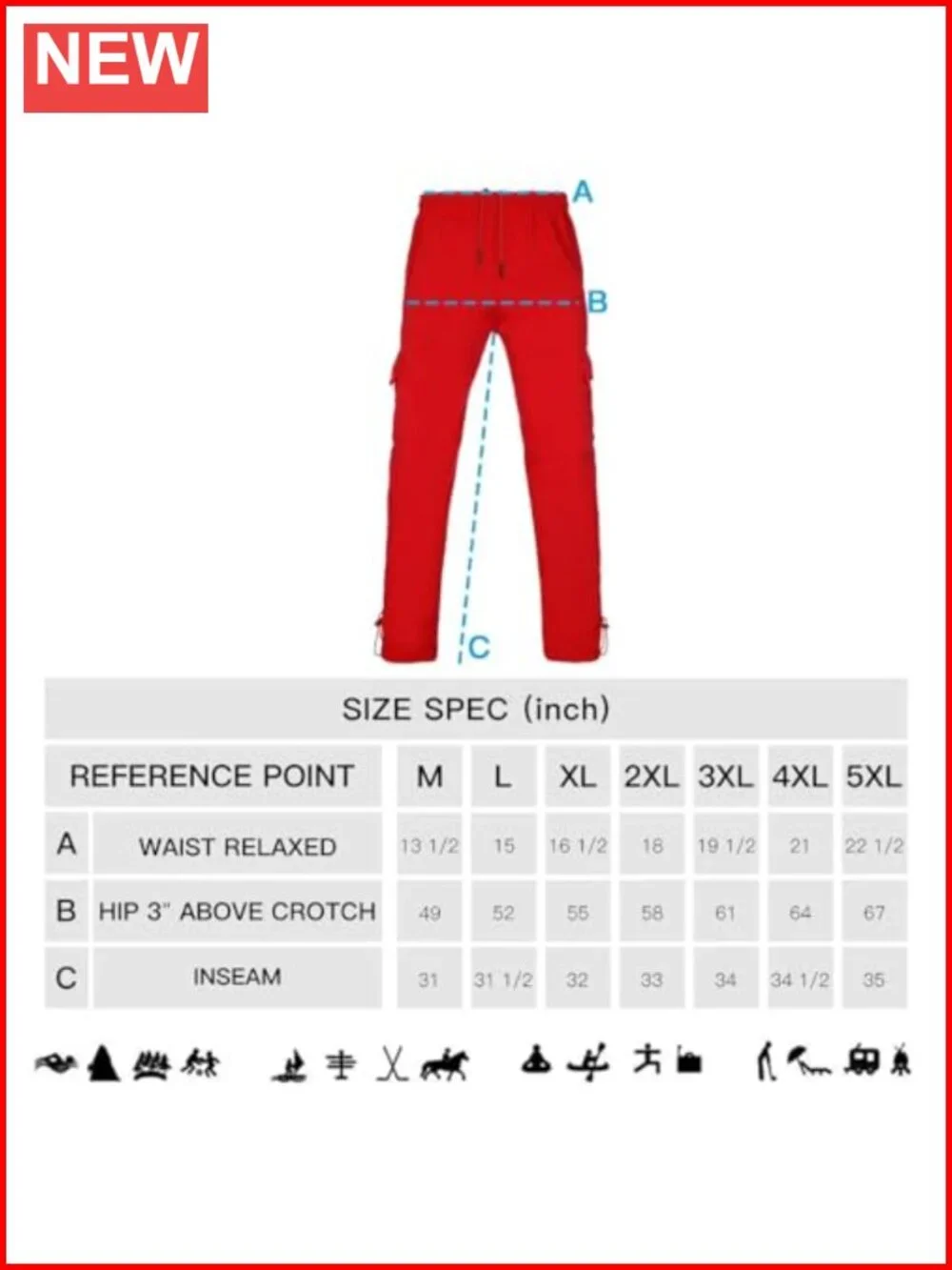Men's Fleece Cargo Sweatpants Loose Multi-Pocket Tall Big Size
